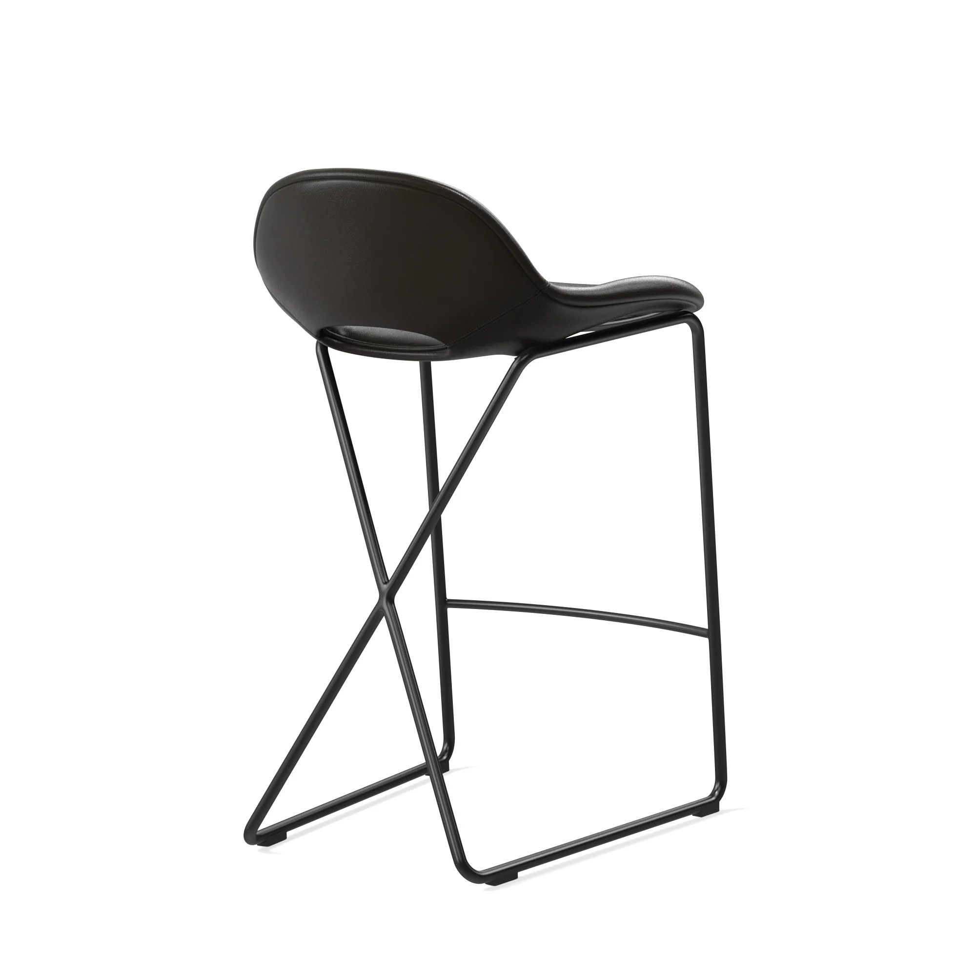 Cross Leg Counter Stool Tosca Leather Black - Image 4