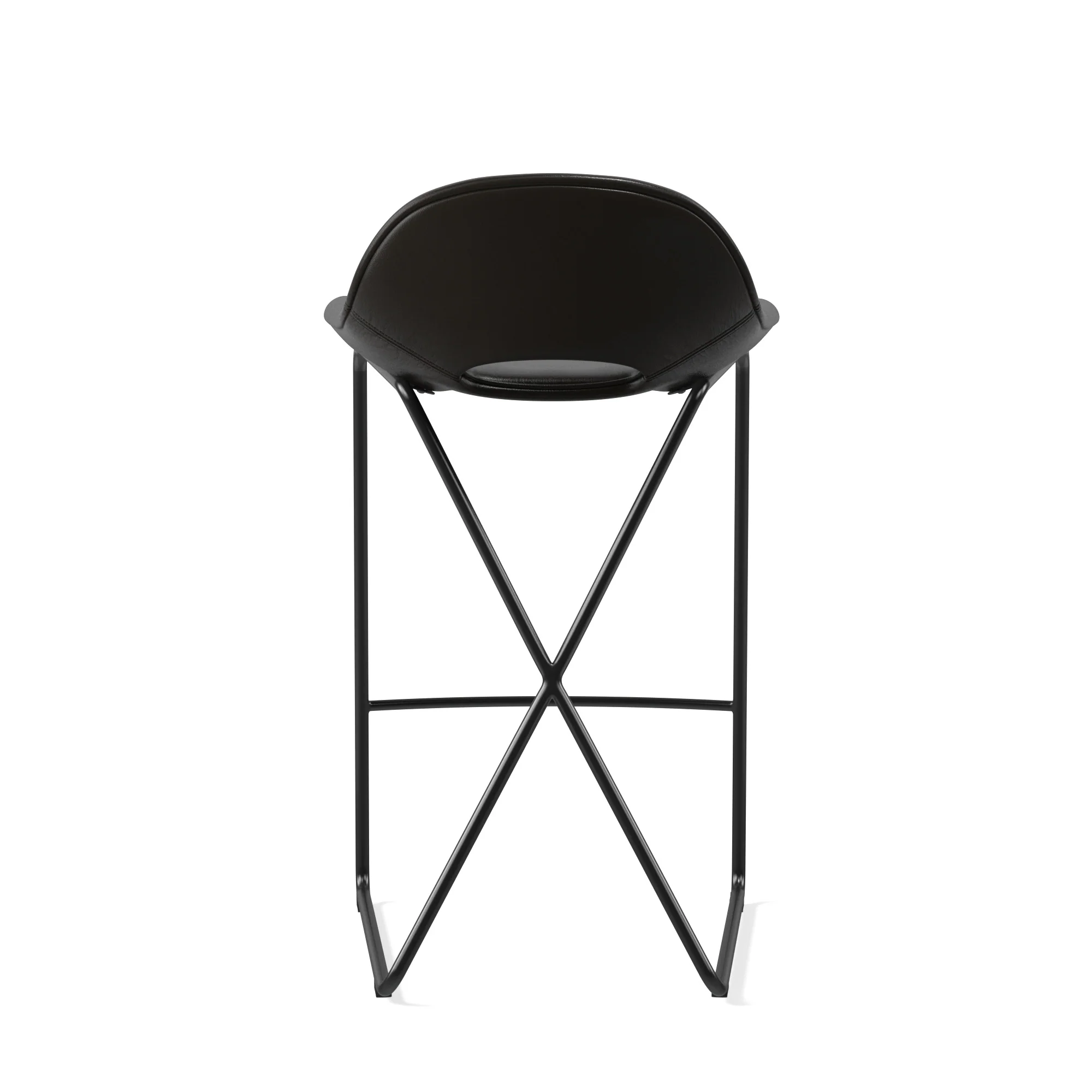 Cross Leg Counter Stool Tosca Leather Black - Image 5