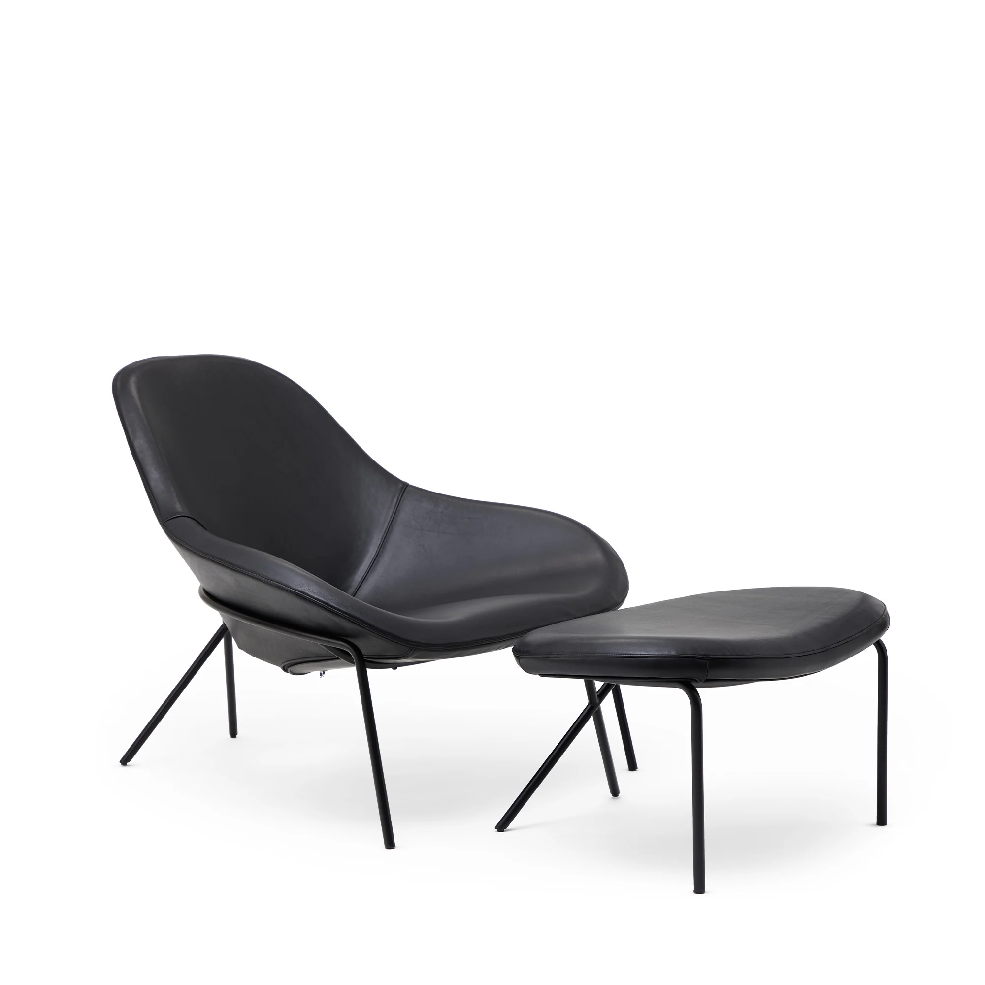 Cross Leg Lounge Chair Tosca Leather Black - Image 11