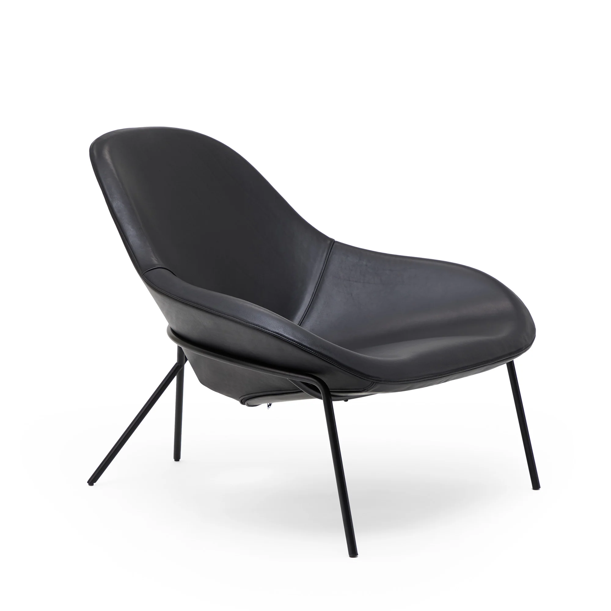 Cross Leg Lounge Chair Tosca Leather Black - Image 7