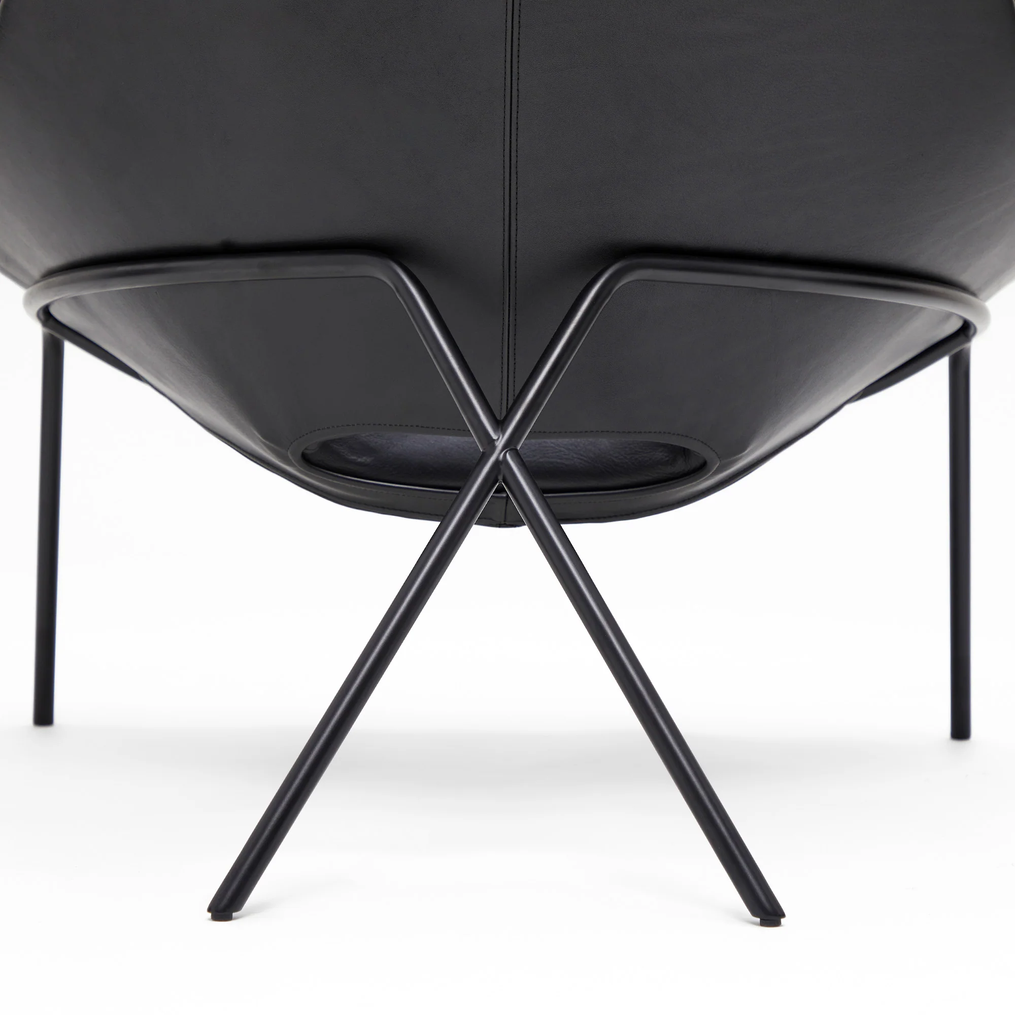 Cross Leg Lounge Chair Tosca Leather Black - Image 9