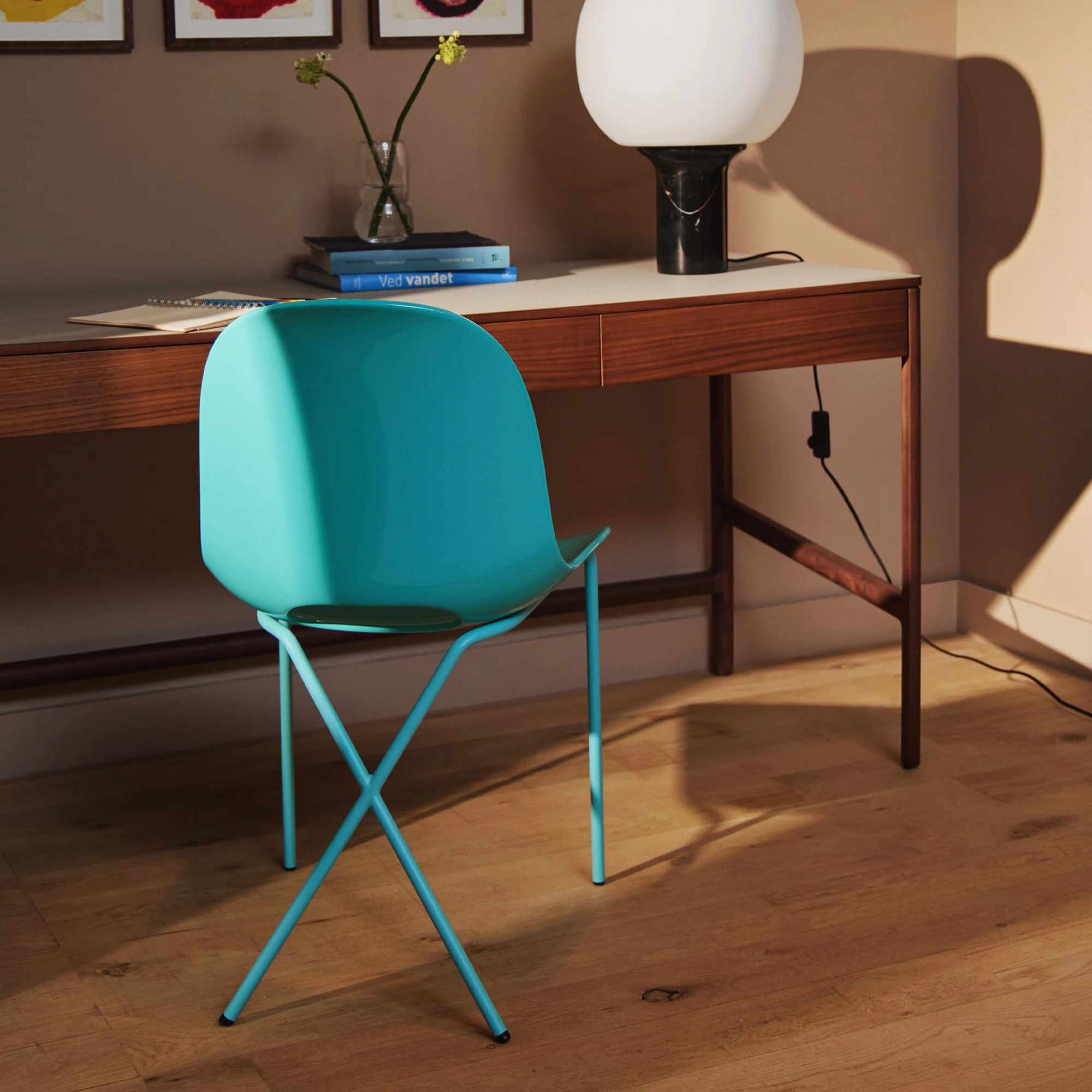 Cross Leg Side Chair Gloss Aqua - Image 3