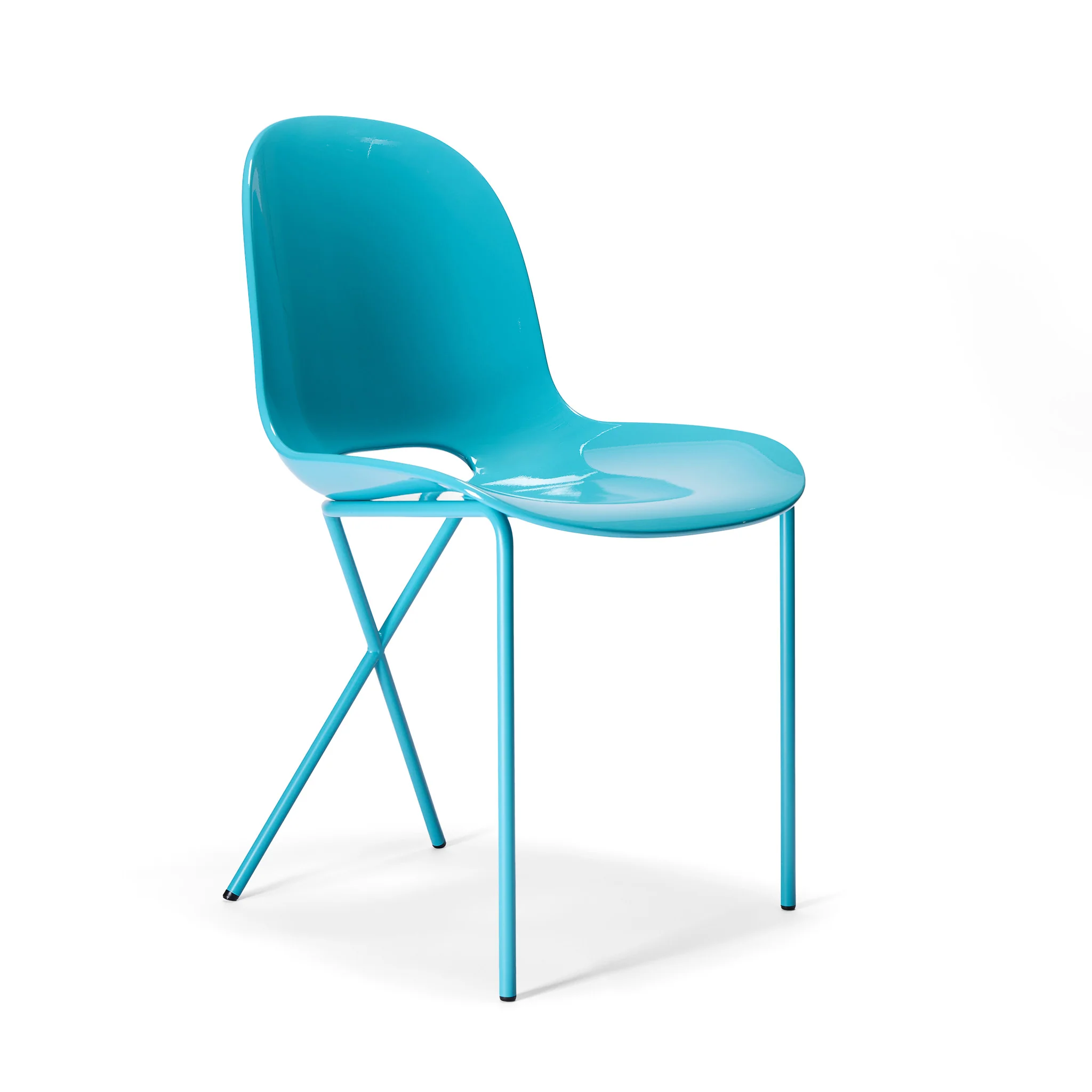 Cross Leg Side Chair Gloss Aqua - Image 5