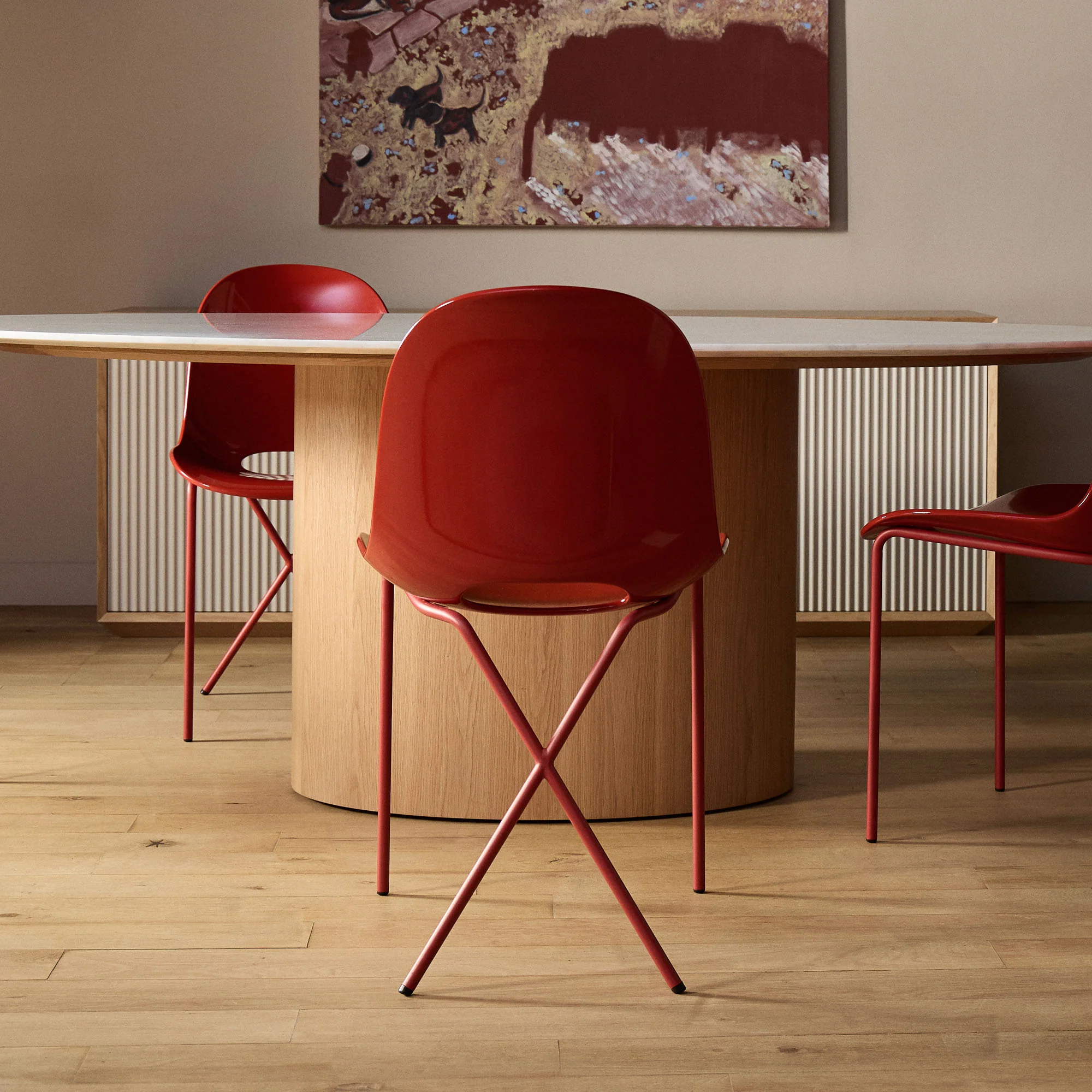 Cross Leg Side Chair Gloss Rosso - Image 3