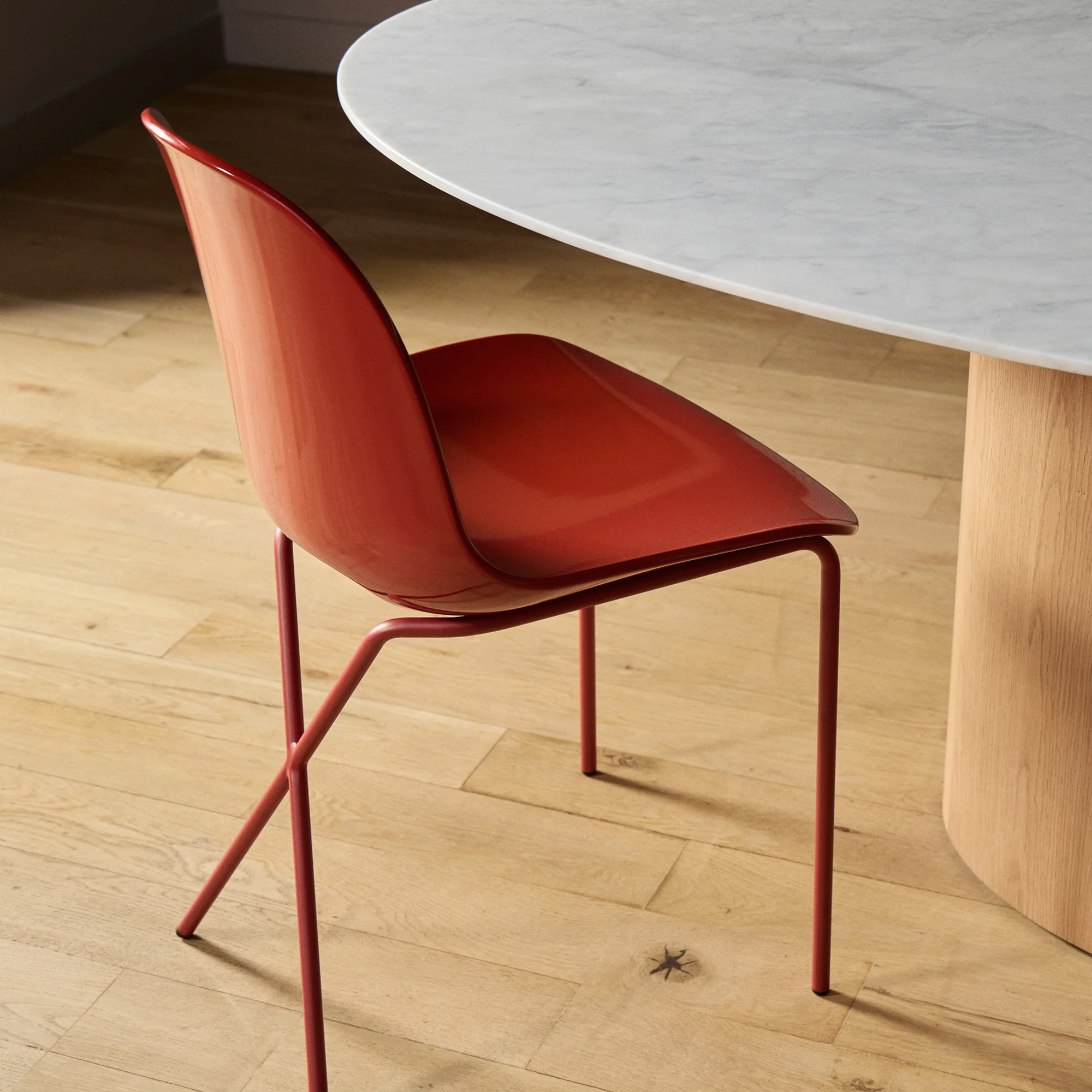 Cross Leg Side Chair Gloss Rosso - Image 4