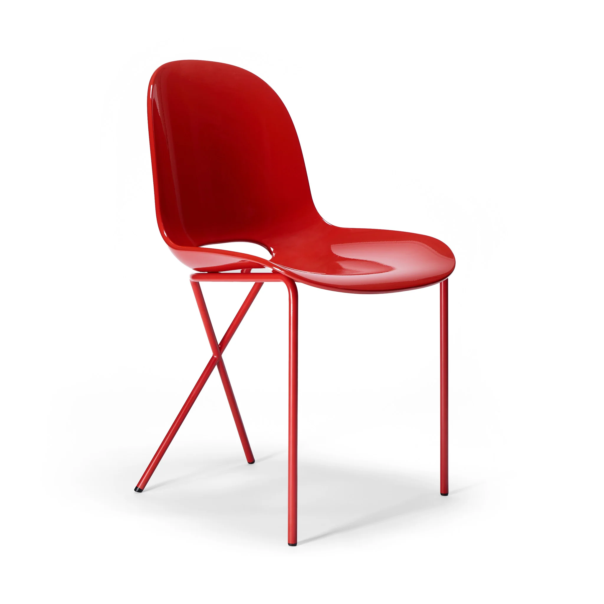 Cross Leg Side Chair Gloss Rosso - Image 5