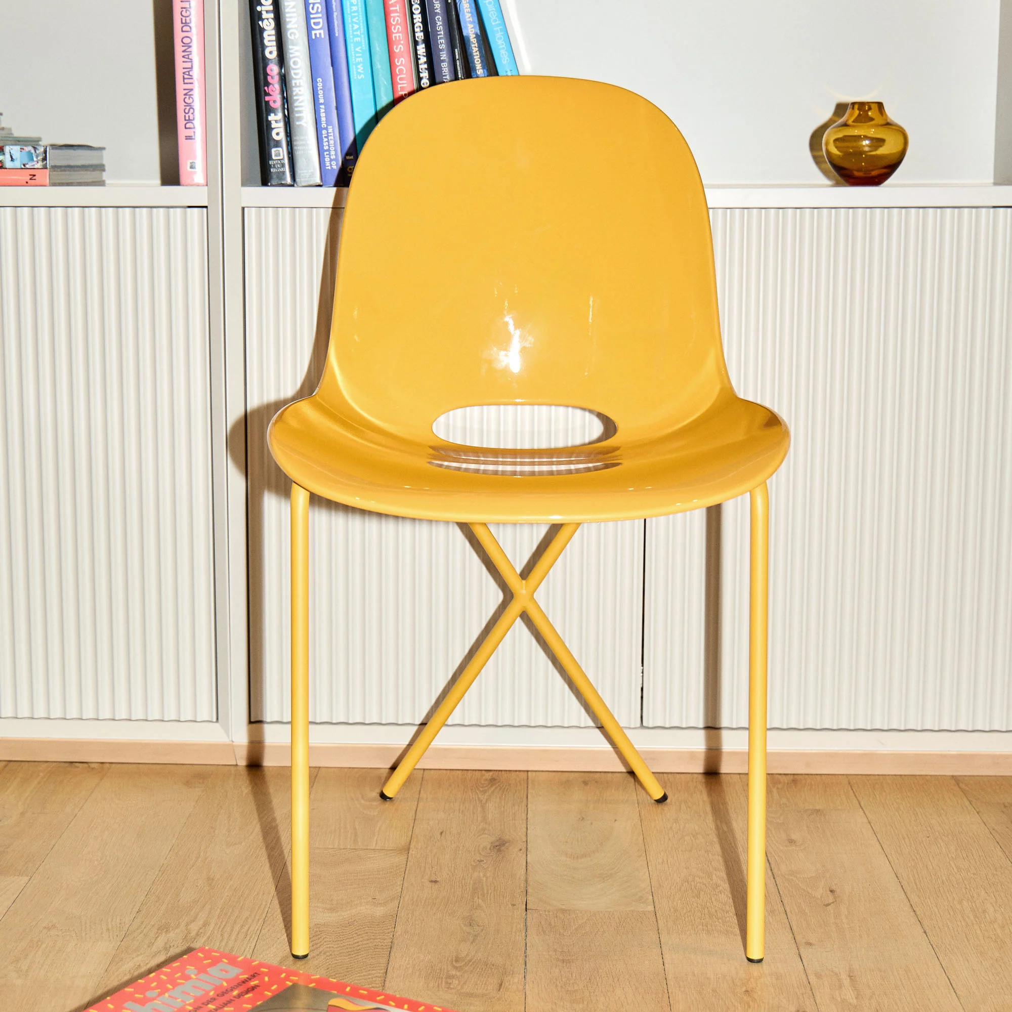 Cross Leg Side Chair Gloss Saffron - Image 4