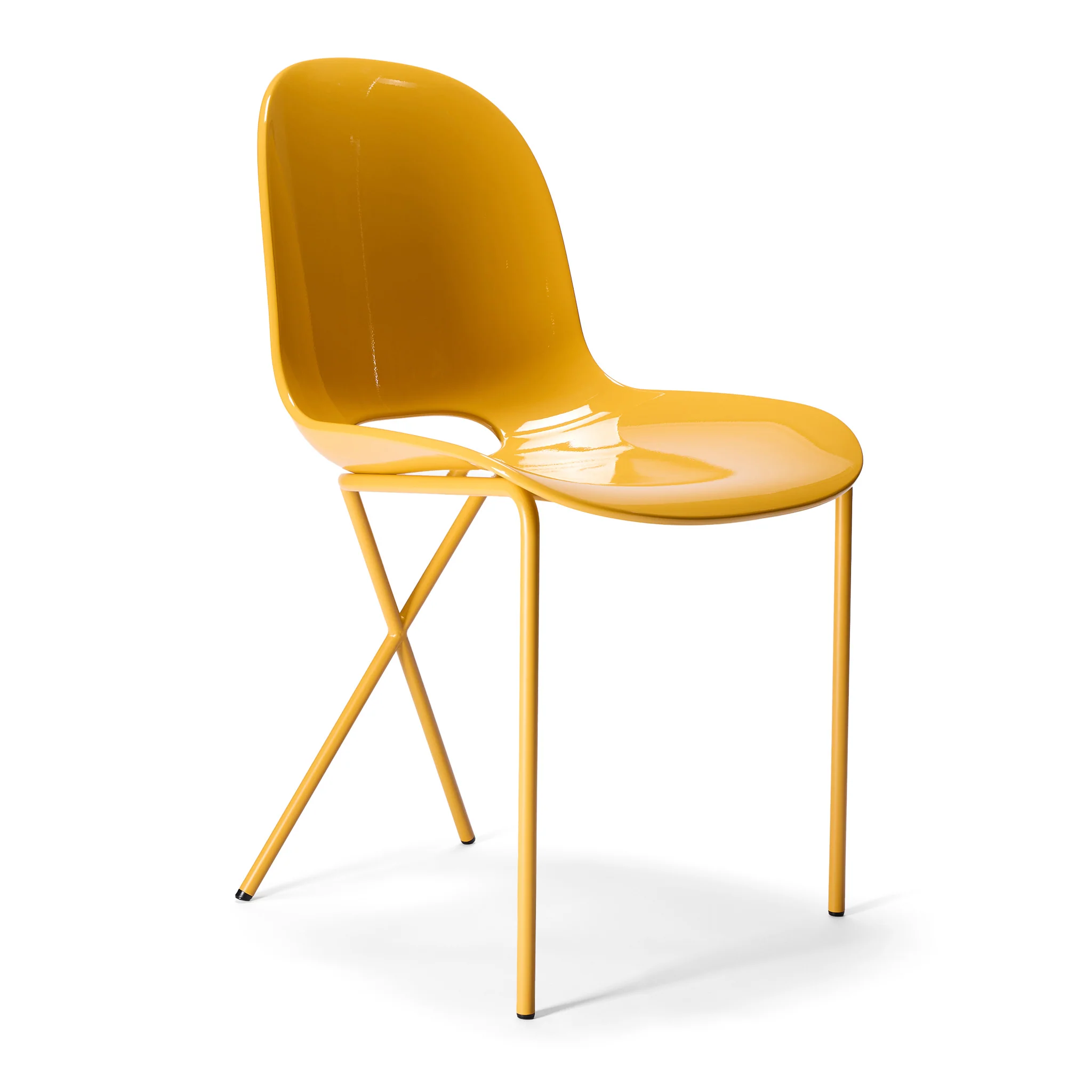 Cross Leg Side Chair Gloss Saffron - Image 5