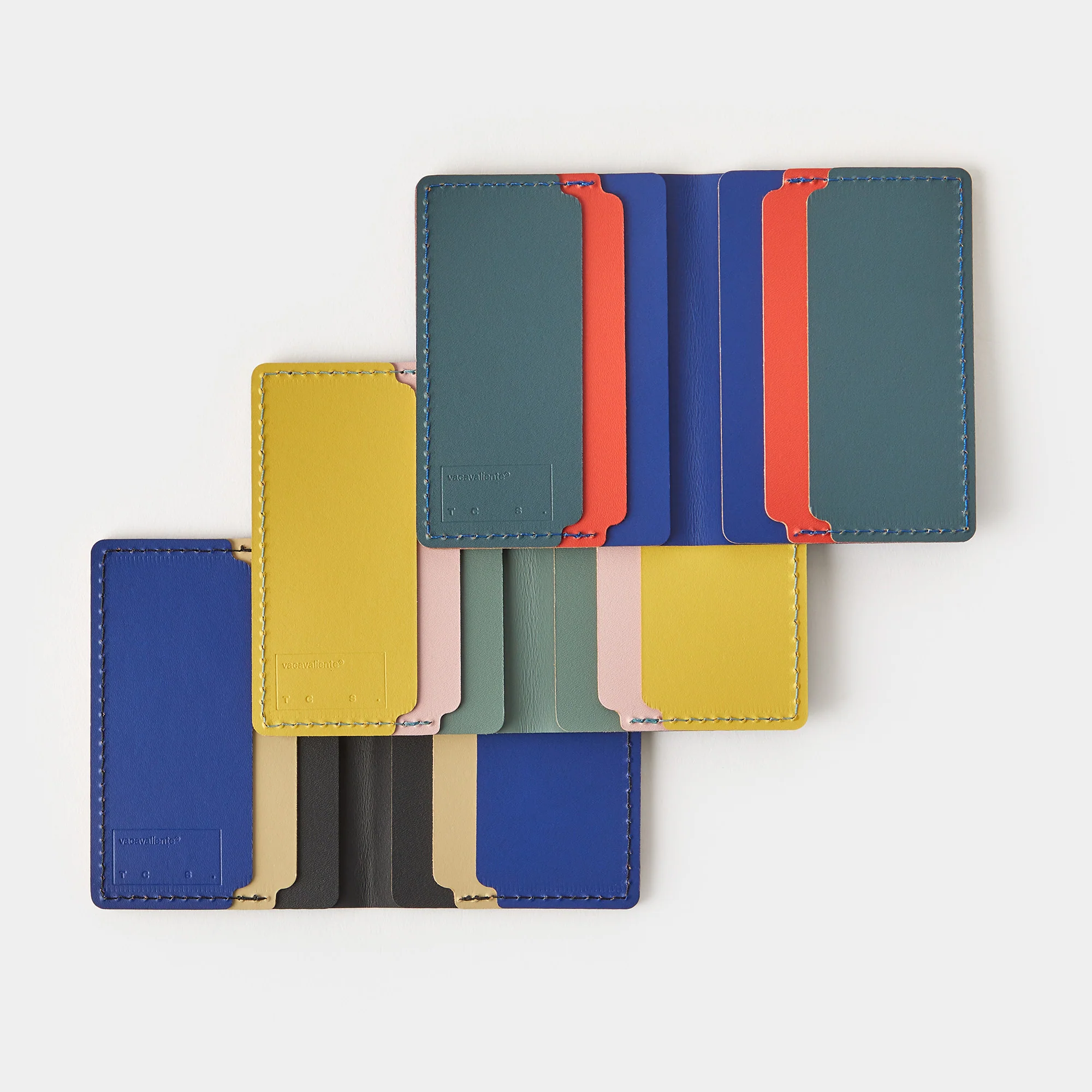 Cuero Double Card Holder Eucalyptus, Mustard & Pink - Image 6