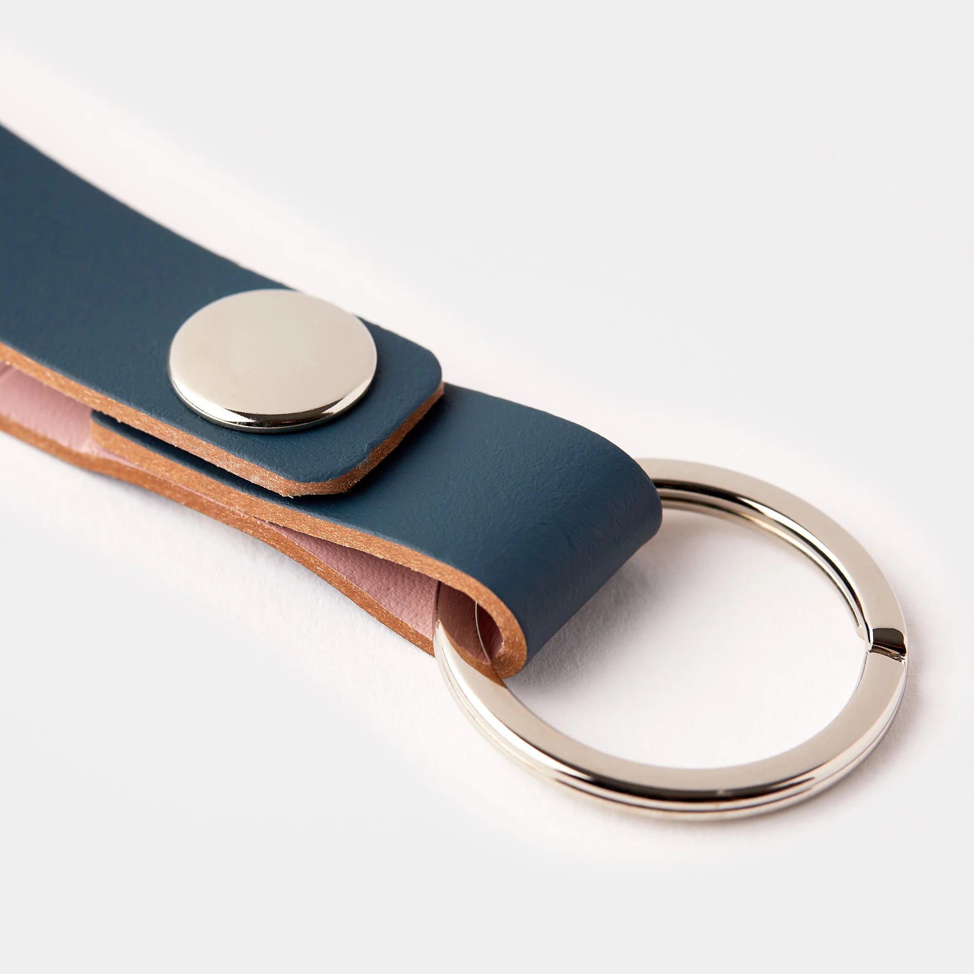 Cuero Two Tone Key Ring Petrol & Pink - Image 4