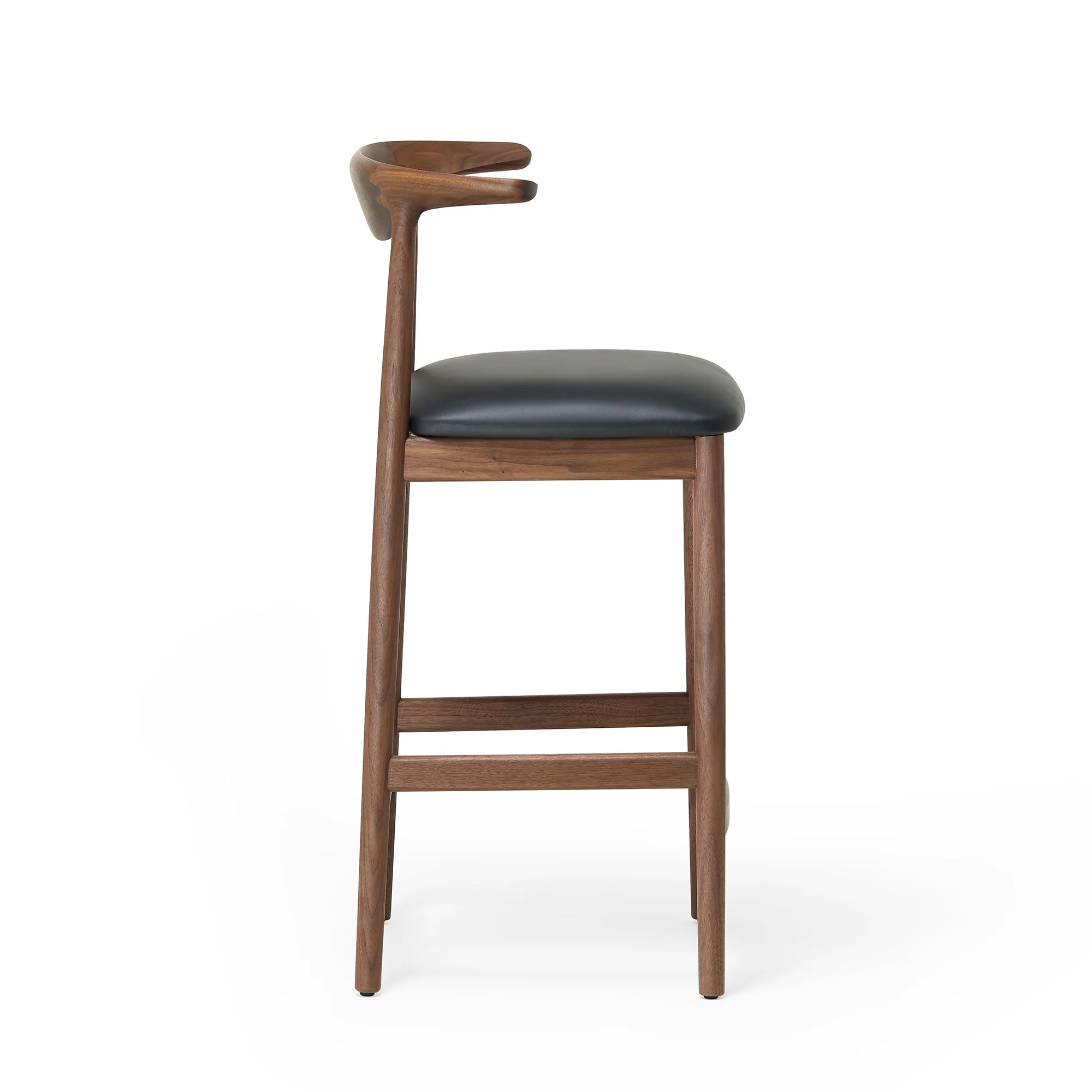 Delta Counter Stool Walnut & Black Leather - Image 3
