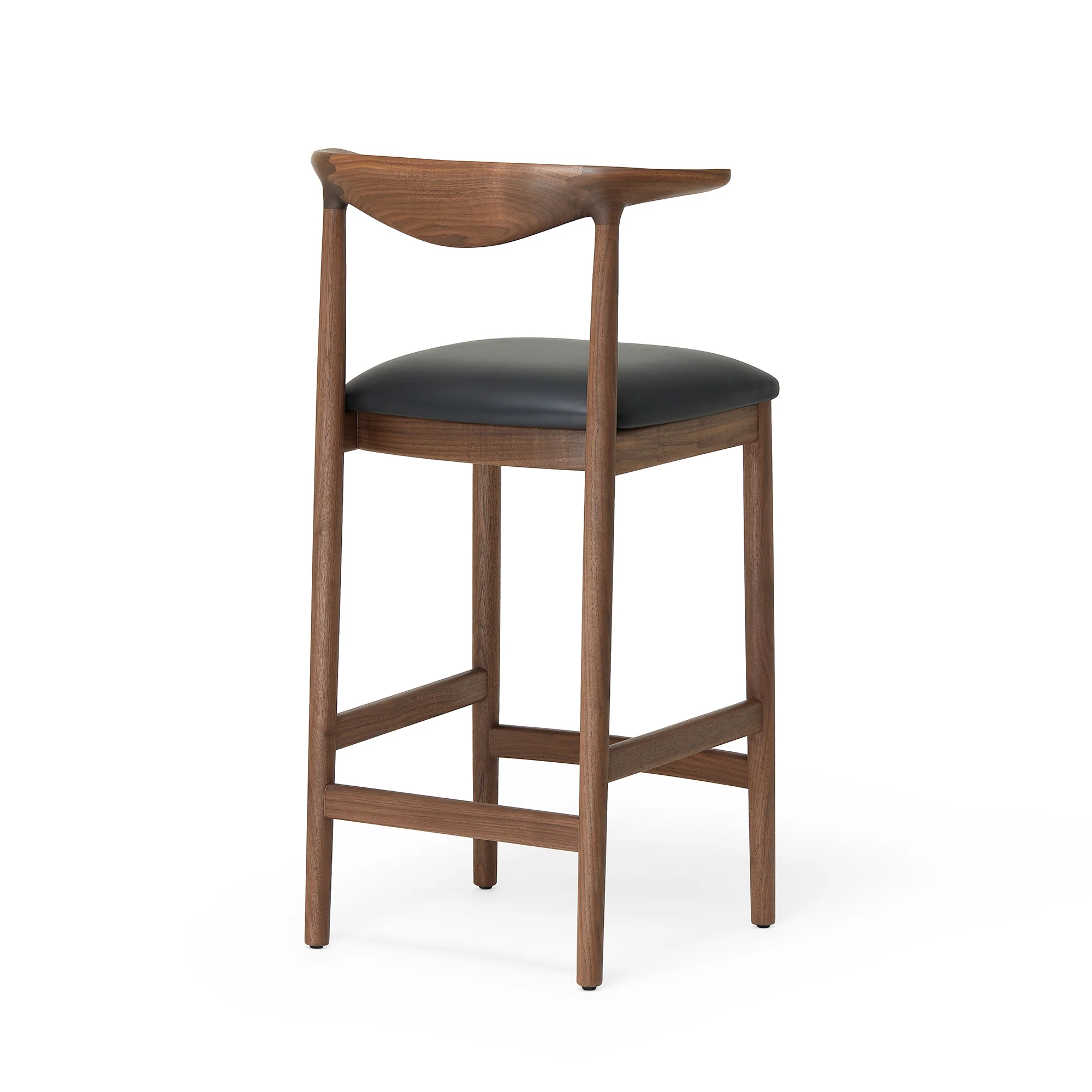Delta Counter Stool Walnut & Black Leather - Image 4