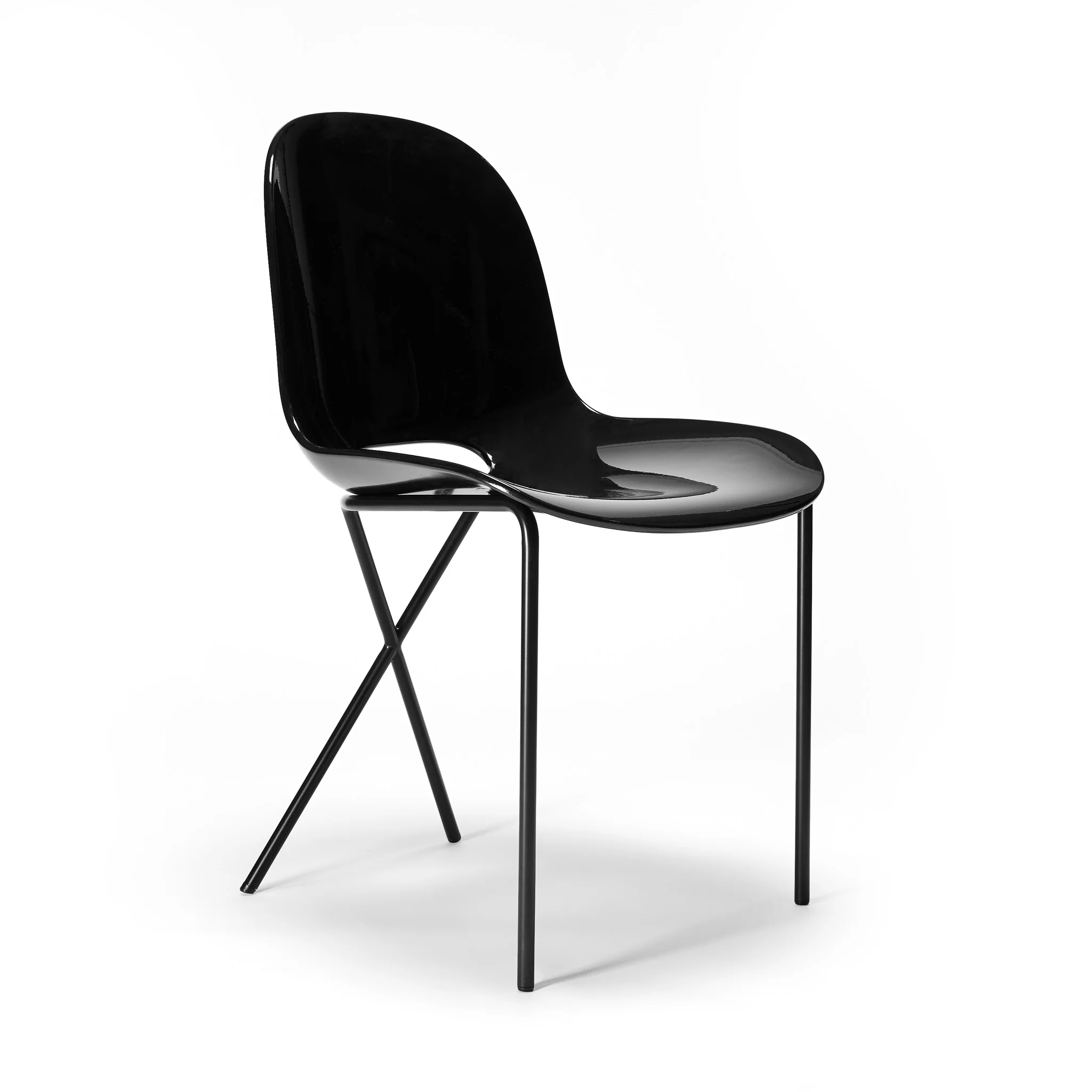 Cross Leg Side Chair Gloss Black - Image 5