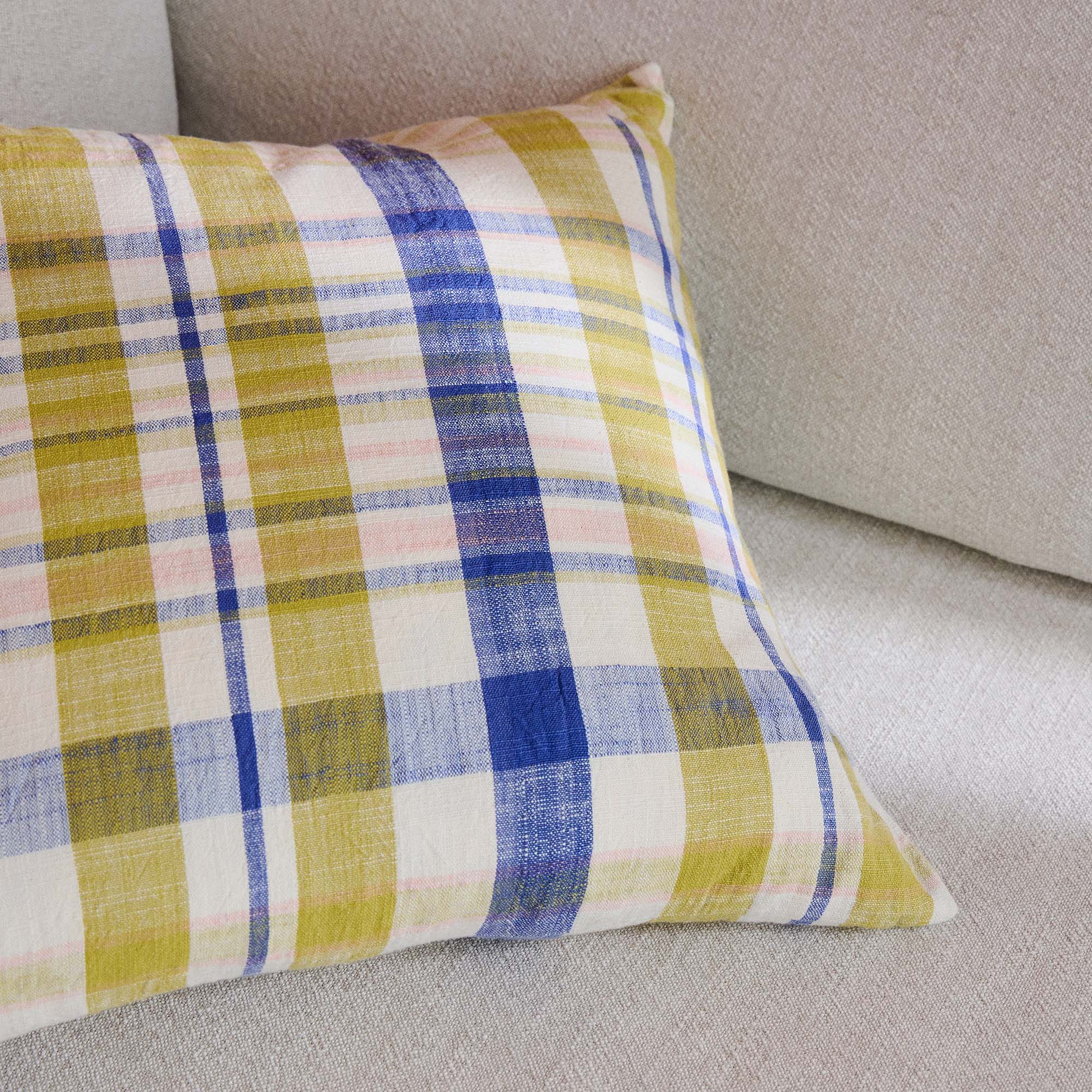 Marabar Cushion Cover Blue & Chartreuse 50 x 50cm - Image 3