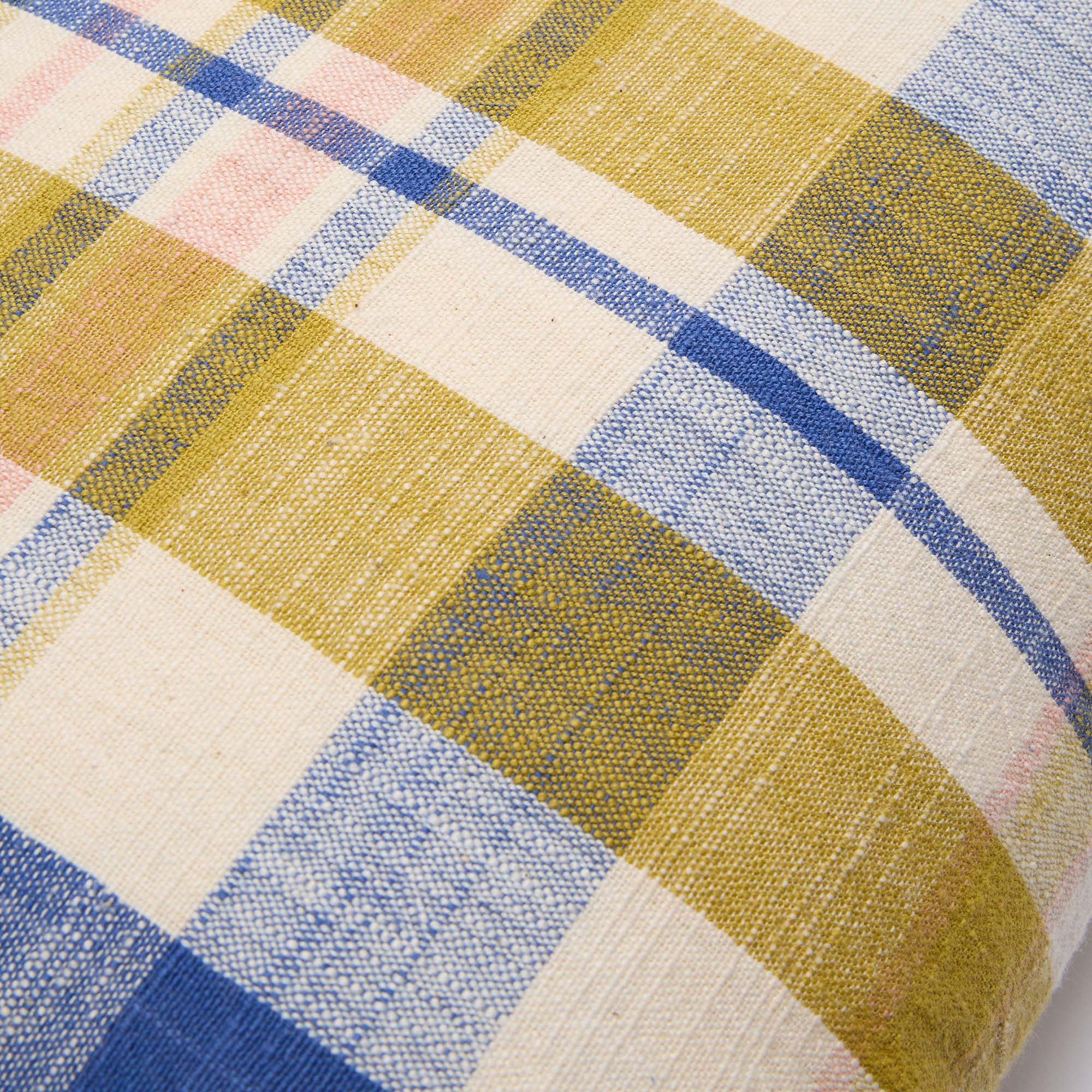 Marabar Cushion Cover Blue & Chartreuse 50 x 50cm - Image 6