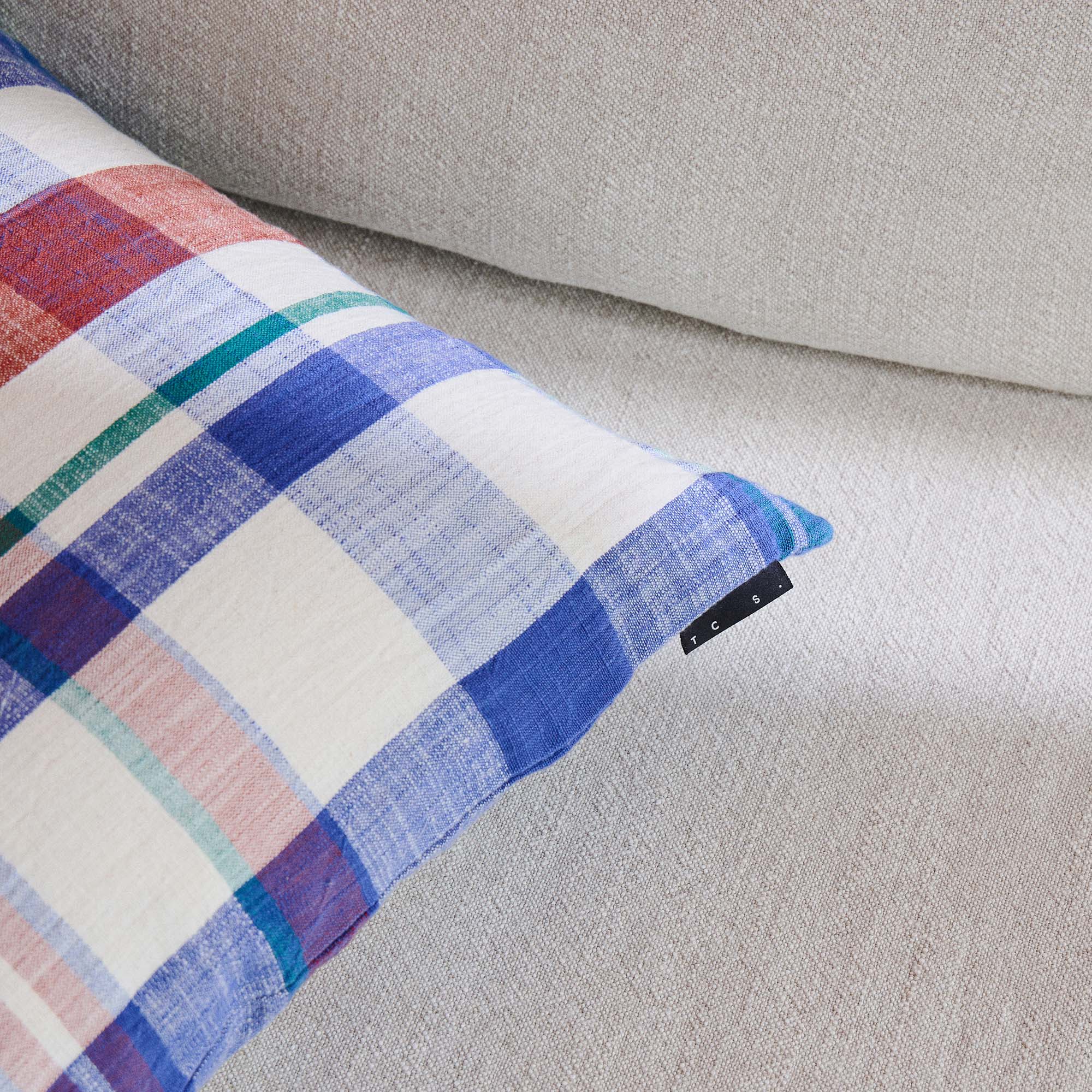 Marabar Cushion Cover Blue & Cinnabar 50 x 50cm - Image 4