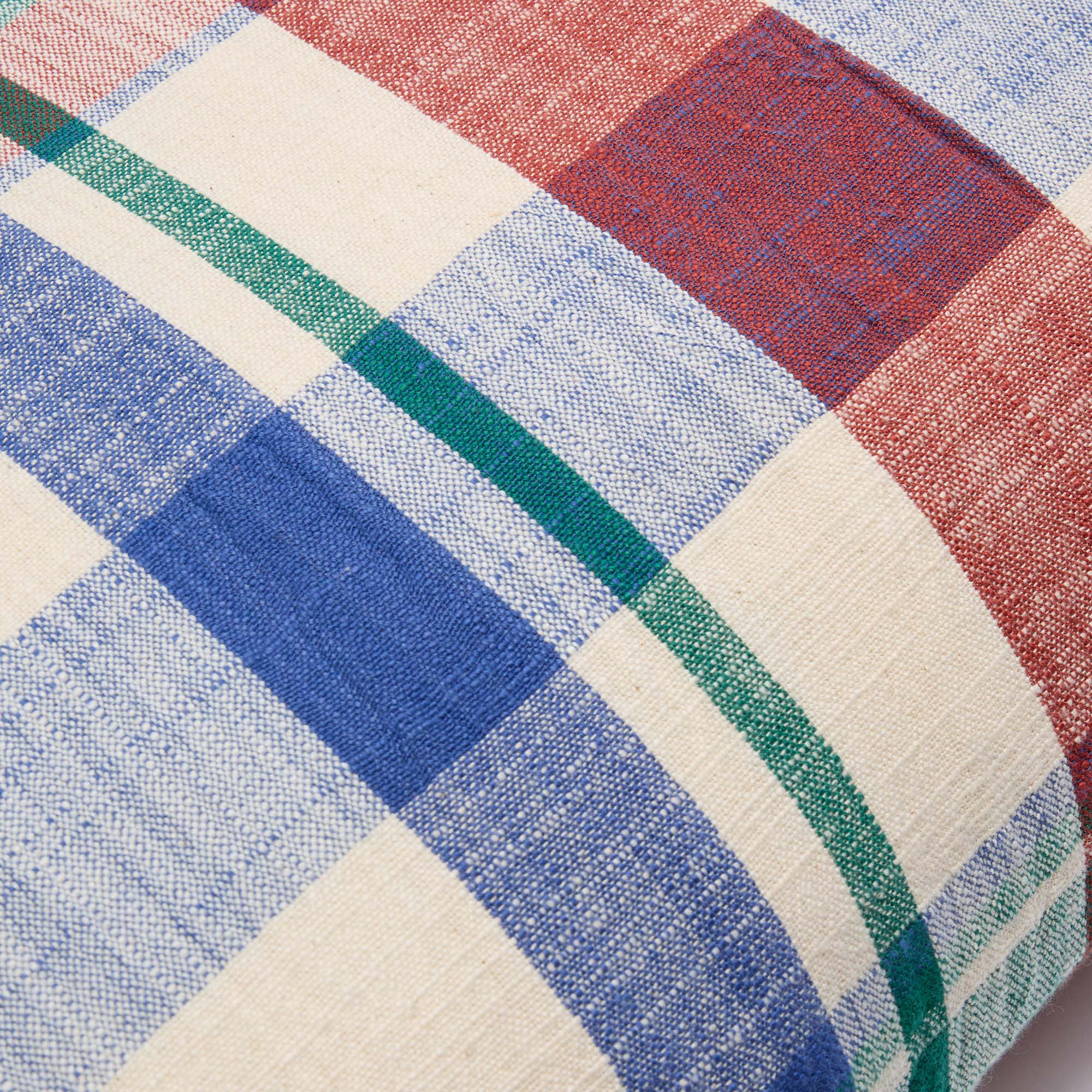 Marabar Cushion Cover Blue & Cinnabar 50 x 50cm - Image 6
