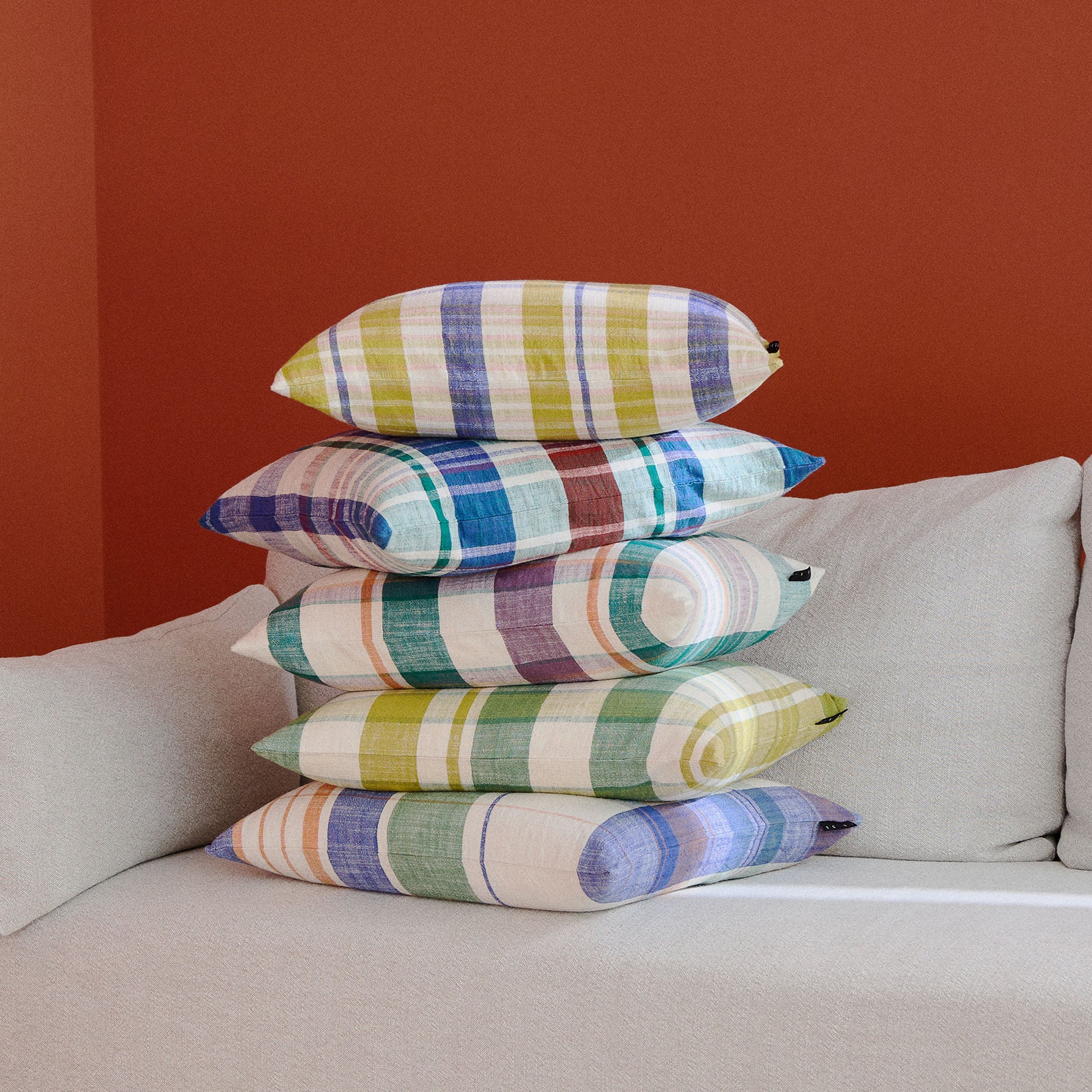 Marabar Cushion Cover Blue & Chartreuse 50 x 50cm - Image 5