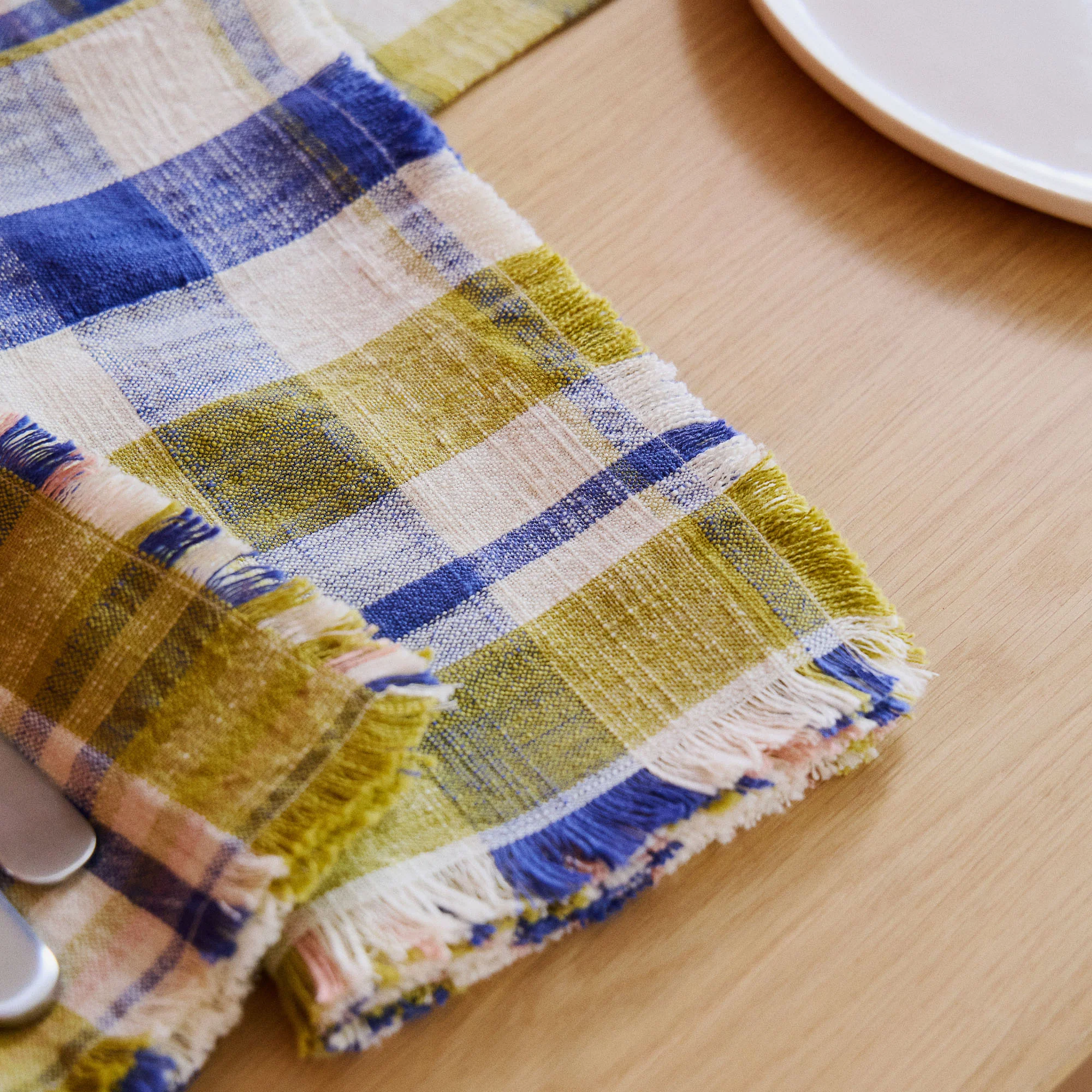 Marabar Napkins Blue & Chartreuse 50 x 50cm (Set of 2) - Image 3