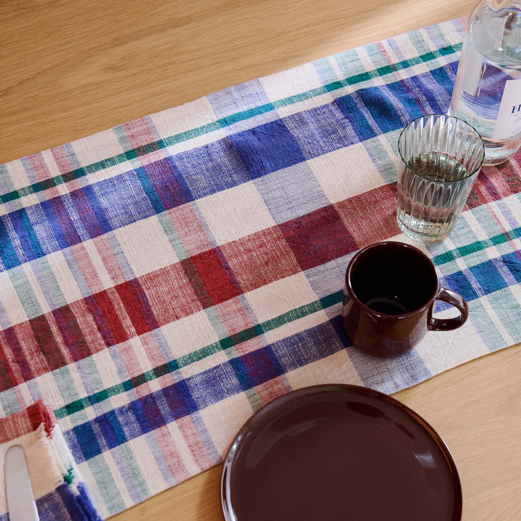 Marabar Table Runner Blue & Cinnabar 260 x 40cm - Image 3
