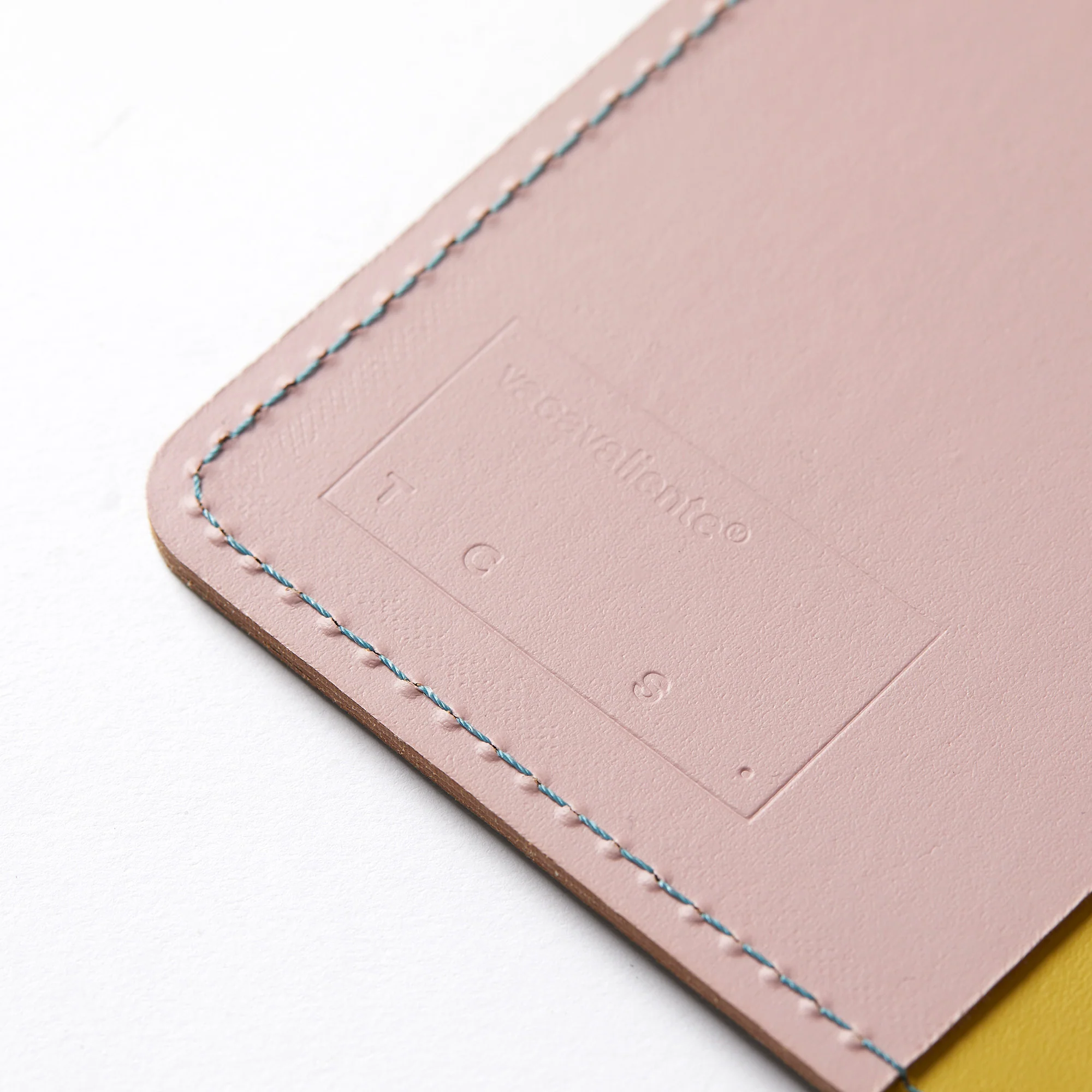 Cuero Two Tone Passport Holder Eucalyptus, Mustard & Soft Pink - Image 3