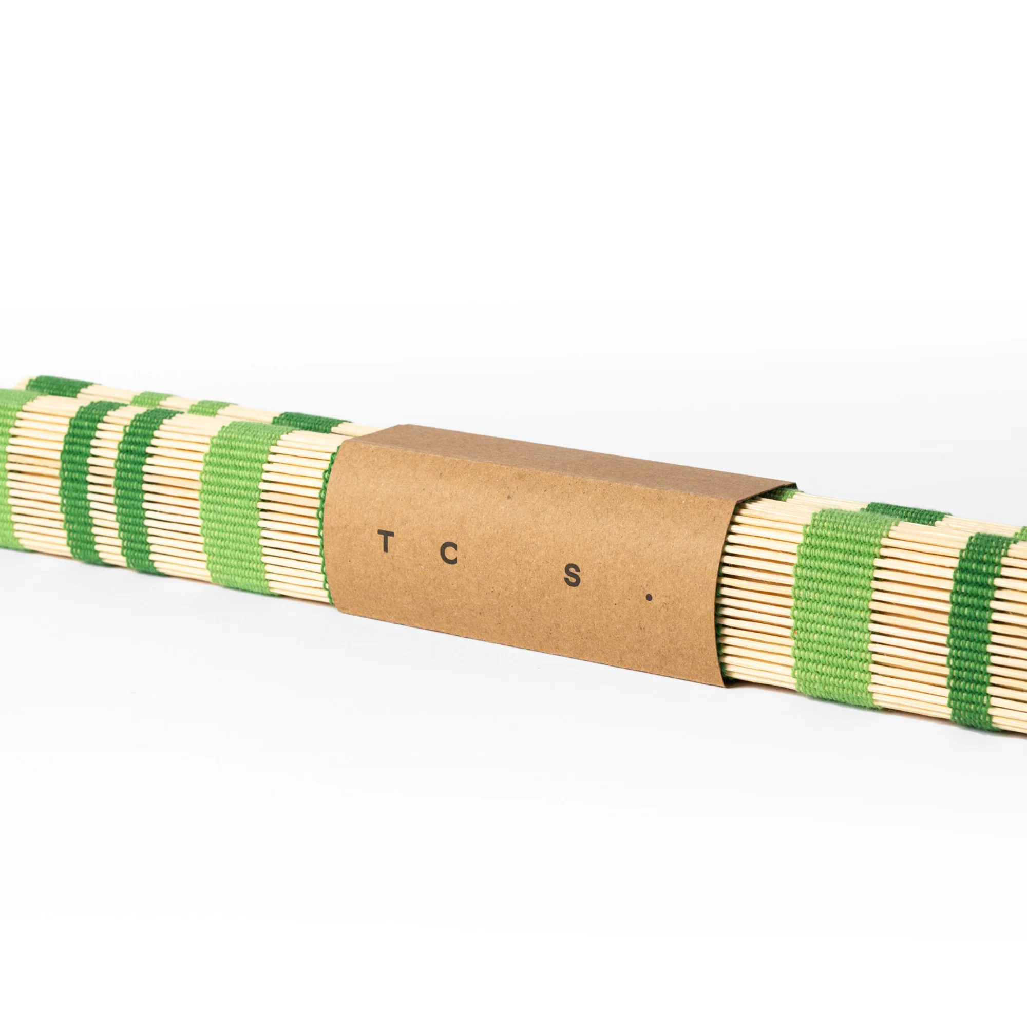 Stripe Bamboo Square Placemats Set of 2 Moss Green & Bottle Green - Image 4
