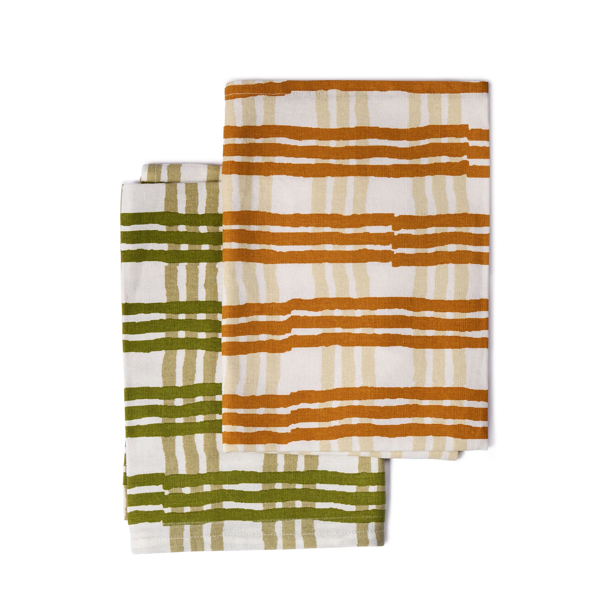 Trellis Green/ Orange Tea Towels (Set of 2) - Image 4