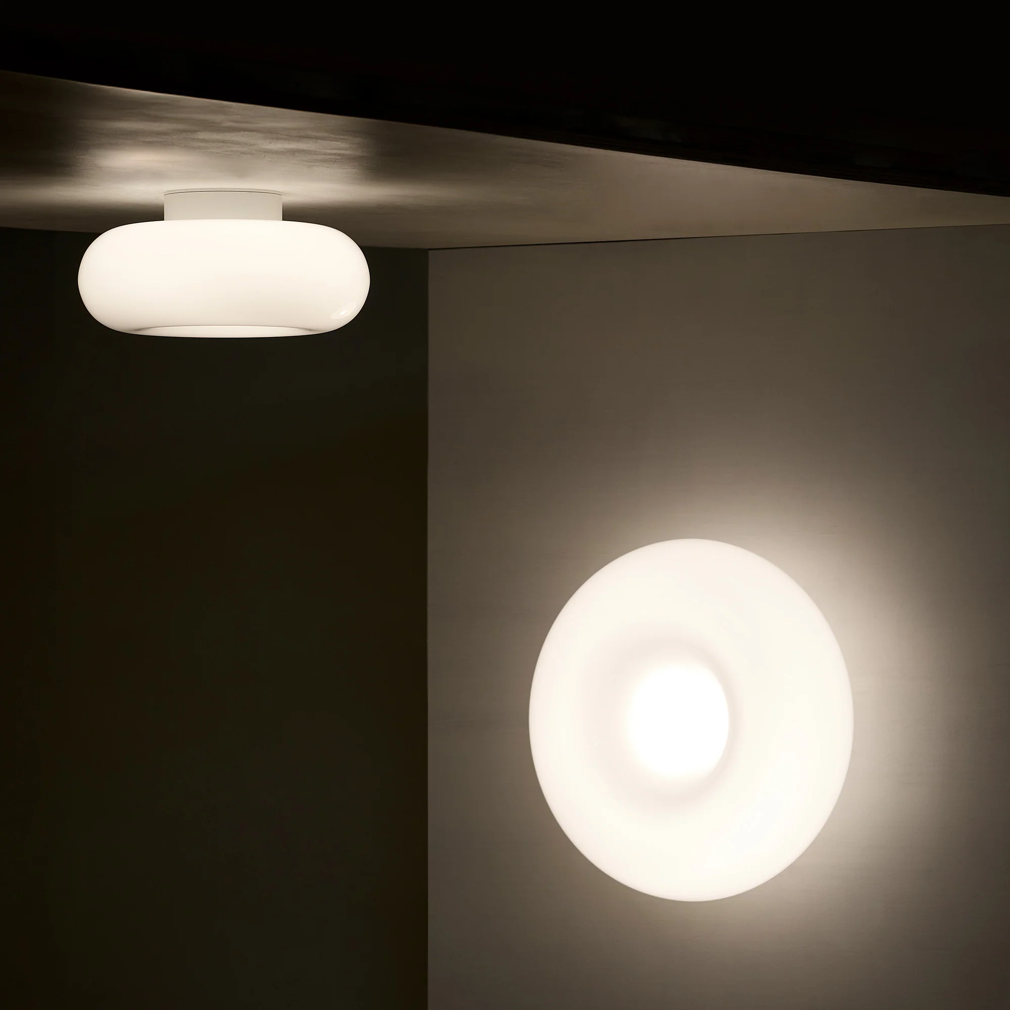 Torus Dimmable Large Flush Ceiling & Wall Light Opal - Image 5